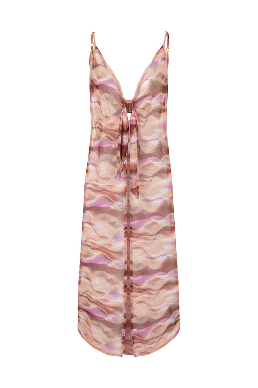 Vestido longo com amarração Núbia