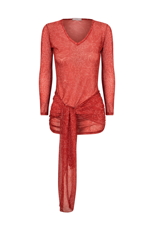 Vestido curto com amarração Vivian