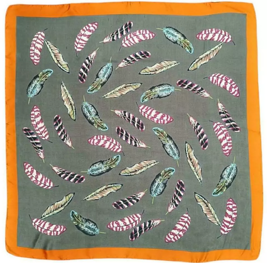 Lenço de Praia Laranja com penas
