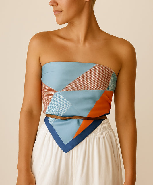 Lenço de Praia Geométrico Azul