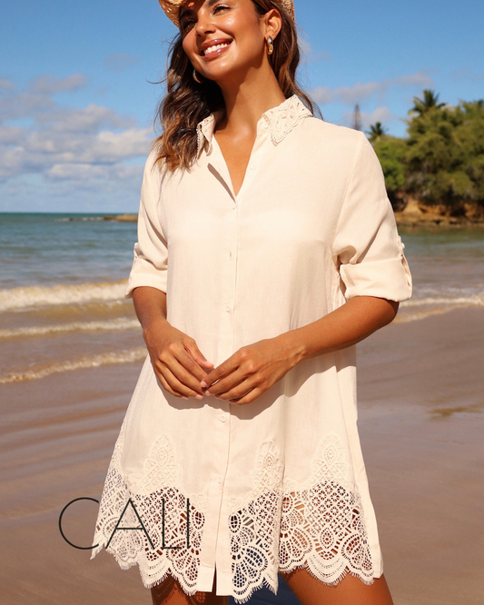 Chemise Alongada bege Cali