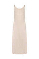 Vestido longo com alças Crochê Bege