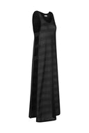 Vestido longo com detalhe lateral Crochê Preto