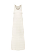 Vestido longo com detalhe lateral Crochê Off White