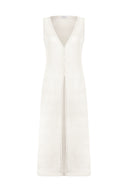 Vestido longo com botões Crochê Off White
