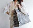 Bolsa de Praia Sarja Animal Print Preto