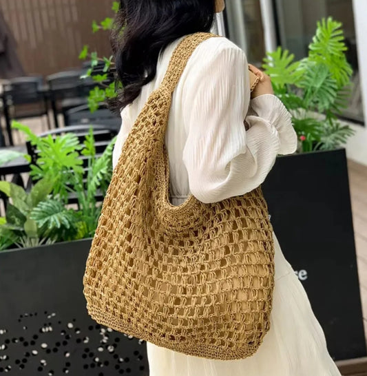 Bolsa Crochê Caramelo Palha Cali